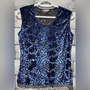 TanJay Blue Velvet Tank Top Petite Medium